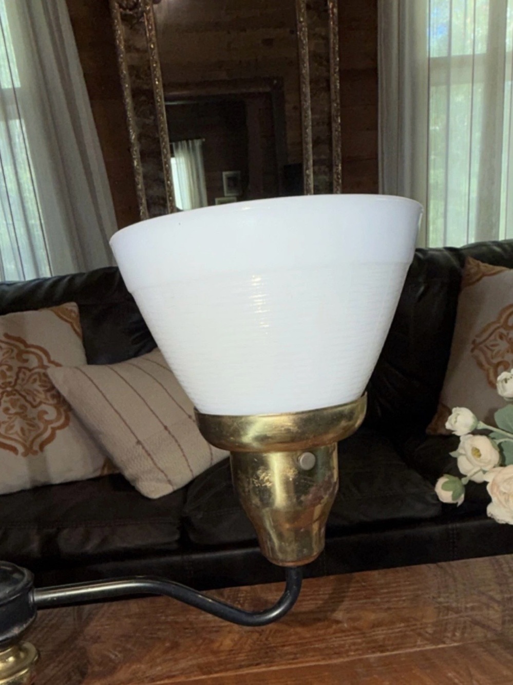 Bouillotte Lamp Vintage Black Gold Floral Shade Metal Empire Traditional Style - Picture 6 of 6